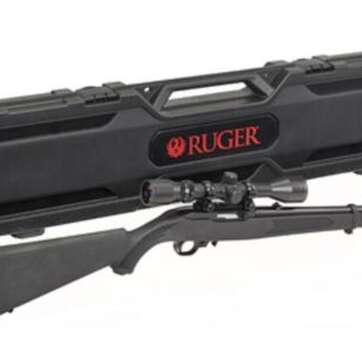 Ruger 10/22 Carbine 22LR, 18.5" Barrel, Satin Black, Weaver Scope and Case, 10Rd Mag