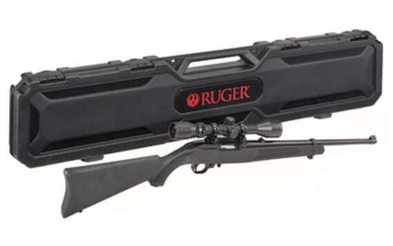 Ruger 10/22 Carbine 22LR, 18.5" Barrel, Satin Black, Weaver Scope and Case, 10Rd Mag