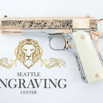 Rare COLT 1911 Government 45 ACP Engraved with our Exclusive "DIA DE LOS MUERTOS" Design, 18K Rose Gold & 24K White Gold Plated