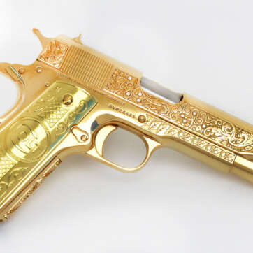 1911 Colt Government 38 Super, 24K GOLD VINES & BERRIES With Diamonds