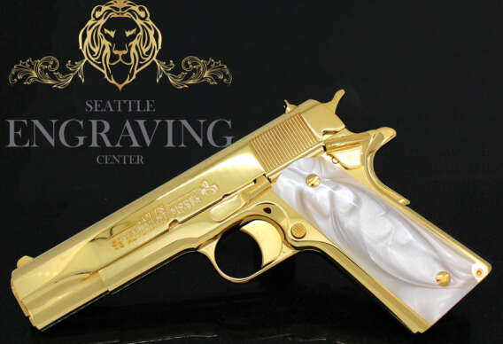 Custom 1911 COLT Government 45ACP, ALL 24K Gold Plated