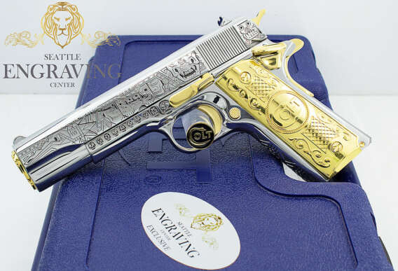 COLT 1911 Government 38 SUPER - Mexican Heritage Design, 24K Gold ((( EXCLUSIVE )))