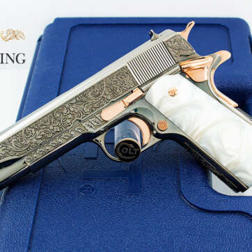 1911 COLT Government 45ACP, "VINES & BERRIES" Design, Black Chrome & 18K ROSE Gold Accents