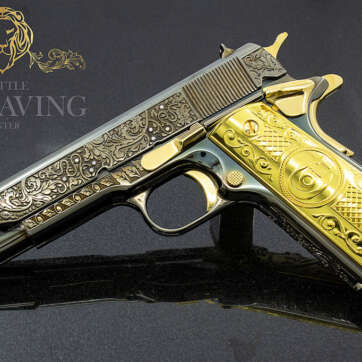 1911 Colt Government 45ACP, VINES & BERRIES Design With Diamonds, 24K Yellow Gold Accents