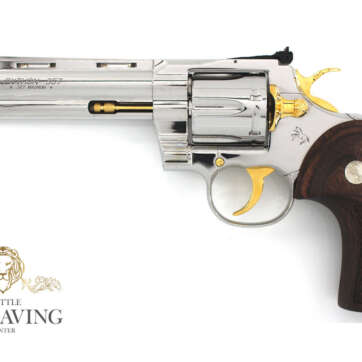 Custom COLT Python 6", 357 Magnum, High Polished Stainless Steel & 24K Gold and Wood Grips