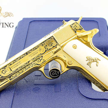 1911 COLT 38 Super - "COLT SCROLL" Design Engraving - All 24K Gold Plated